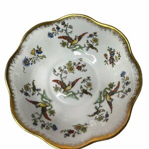 Limoges Elite Works Serving Bowl Birds Of Paradise Gold Trim France Unique Rare